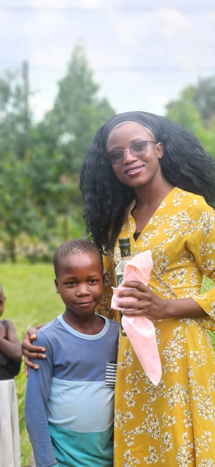 A caring community moment with a child.