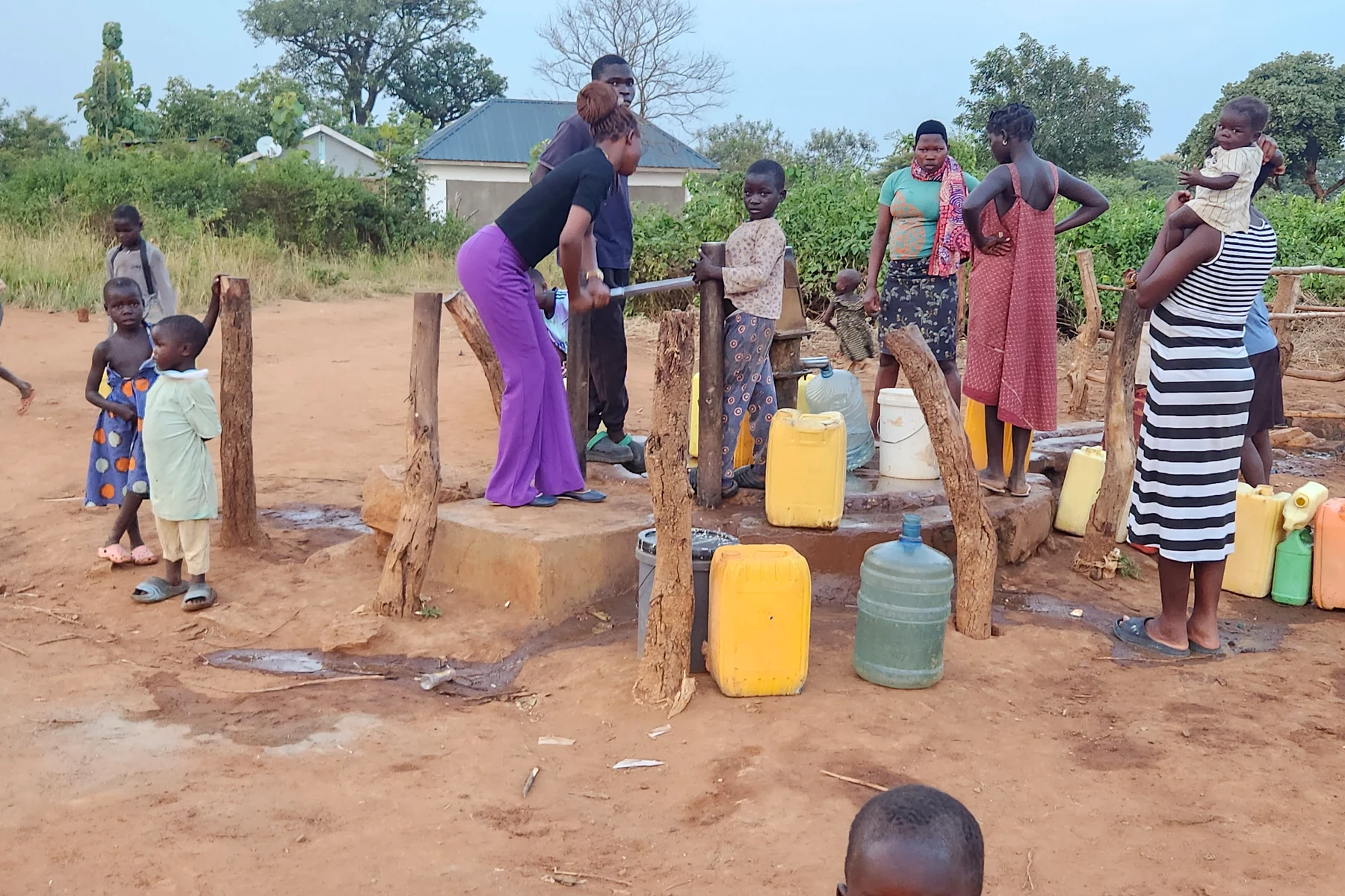 KRF staff and community members at a water point